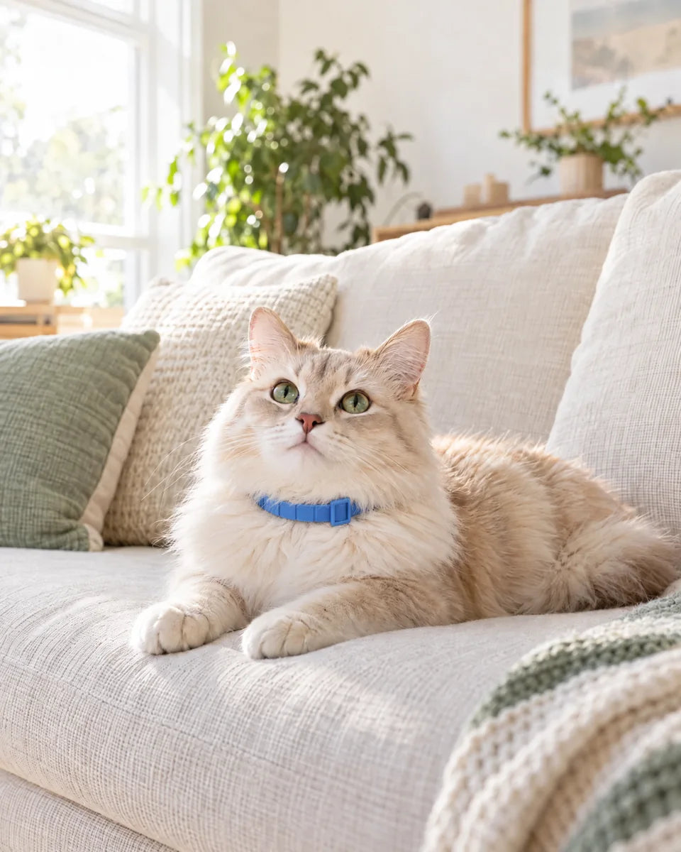 Illustrative blue collar in a home